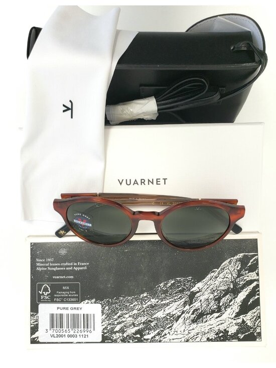 Vuarnet Cabin VL2001 0003 55mm Round Alpine Sunglasses Tortoise Made in France main image 5